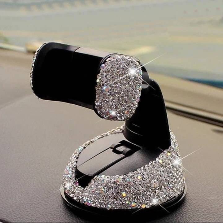هولدر موبایل فول نگین نقره ای پایه دار 💎