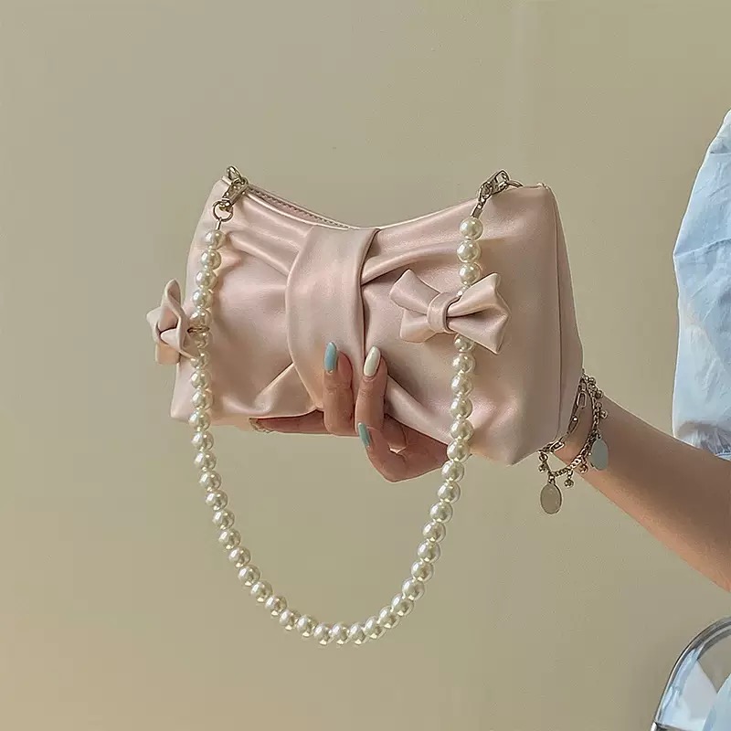 کیف دخترانه مرواریدی پاپیونی شاین 💓🎀🎉