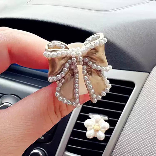 خوشبوکننده لوکس دریچه کولر خودرو مدل پاپیون طلایی 🎀💎