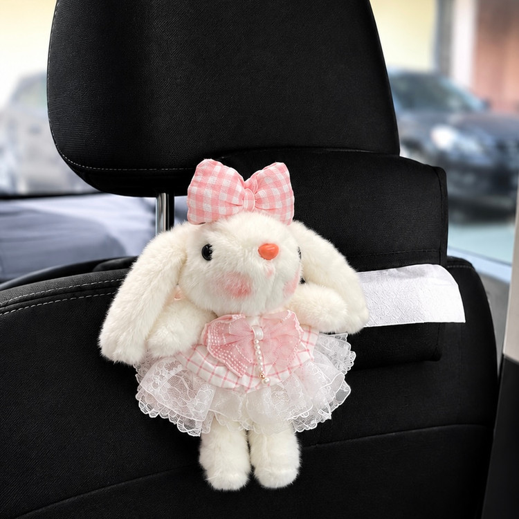 🔎 SEO English Title: Cute Bunny Leather Car Tissue Box Cover – Adjustable Strap & Buckle | Kawaii Car Interior Accessory 🐰🎀