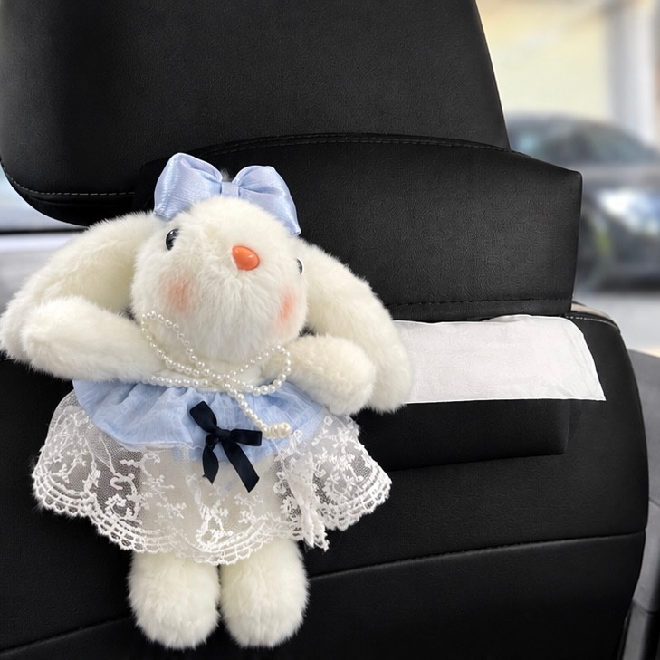 🔎 SEO English Title: Cute Bunny Leather Car Tissue Box Cover – Adjustable Strap & Buckle | Kawaii Car Interior Accessory 🐰🎀