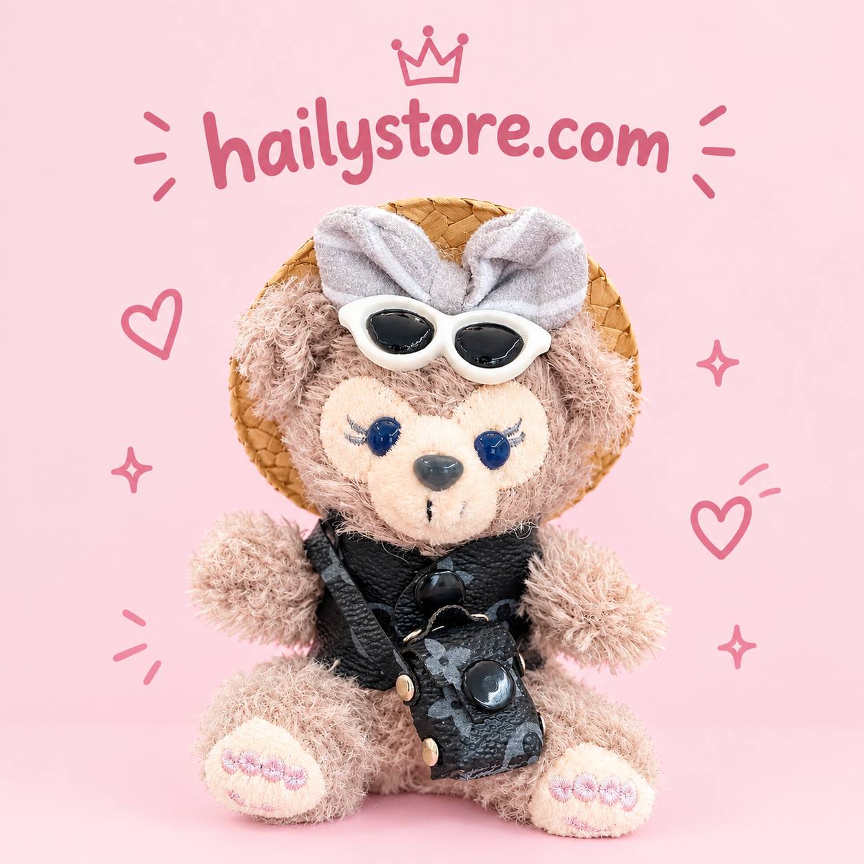 Cute Bear Leather Car Tissue Box Cover – Detailed Outfit with Hat & Mini Bag | Kawaii Car Accessory 🧸👜