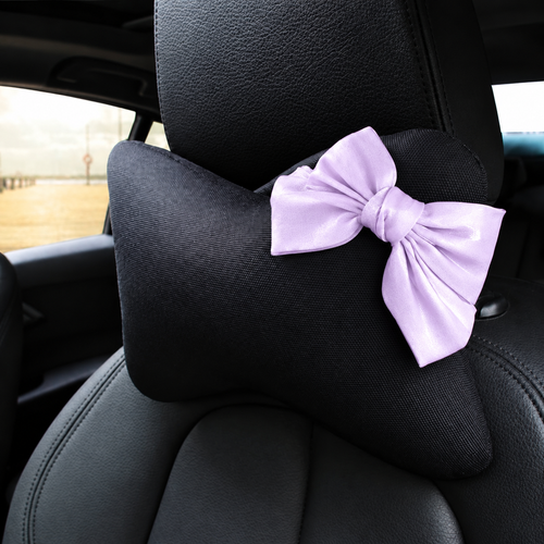 Cute Bow Car Neck Pillow – Breathable Anti-Sweat Headrest Cushion | Kawaii Car Interior Accessory 🎀🚘