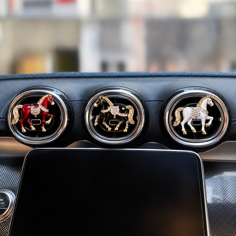 ✨ Luxury Rhinestone Car Air Freshener – Hermès Horse 🐎💎