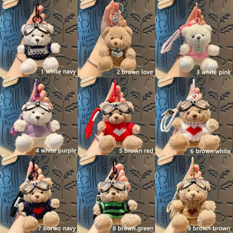 چارم بگ و سویچ خرسی با پلیور بافتنی با عینک 🧸 🎀👜