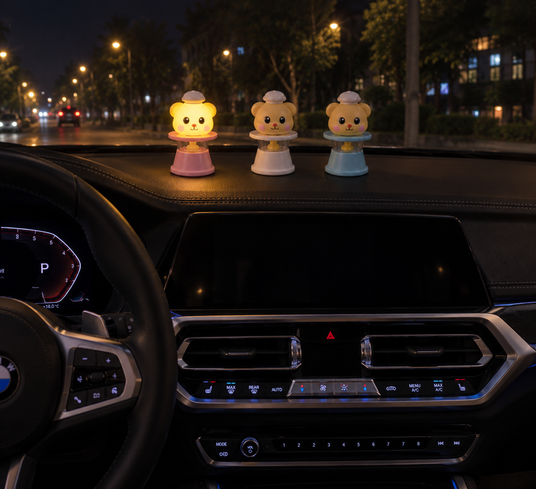 رو کنسولی خرسی فانوسی چراغدار خرسی✨🚘🧸
