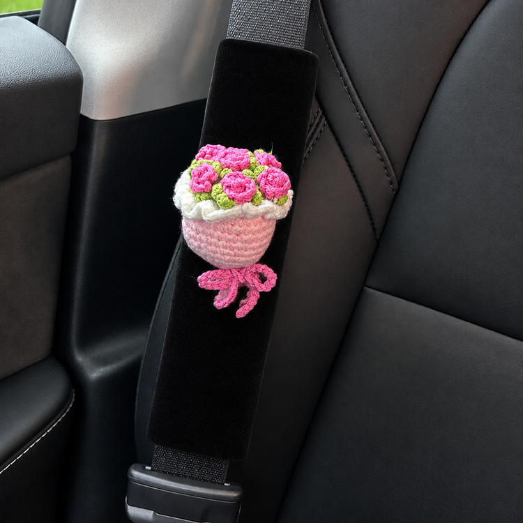 کاور کمربند ماشین دستهگل بافتنی؛ کیوت، خاص و ناز 💐🎀🚘